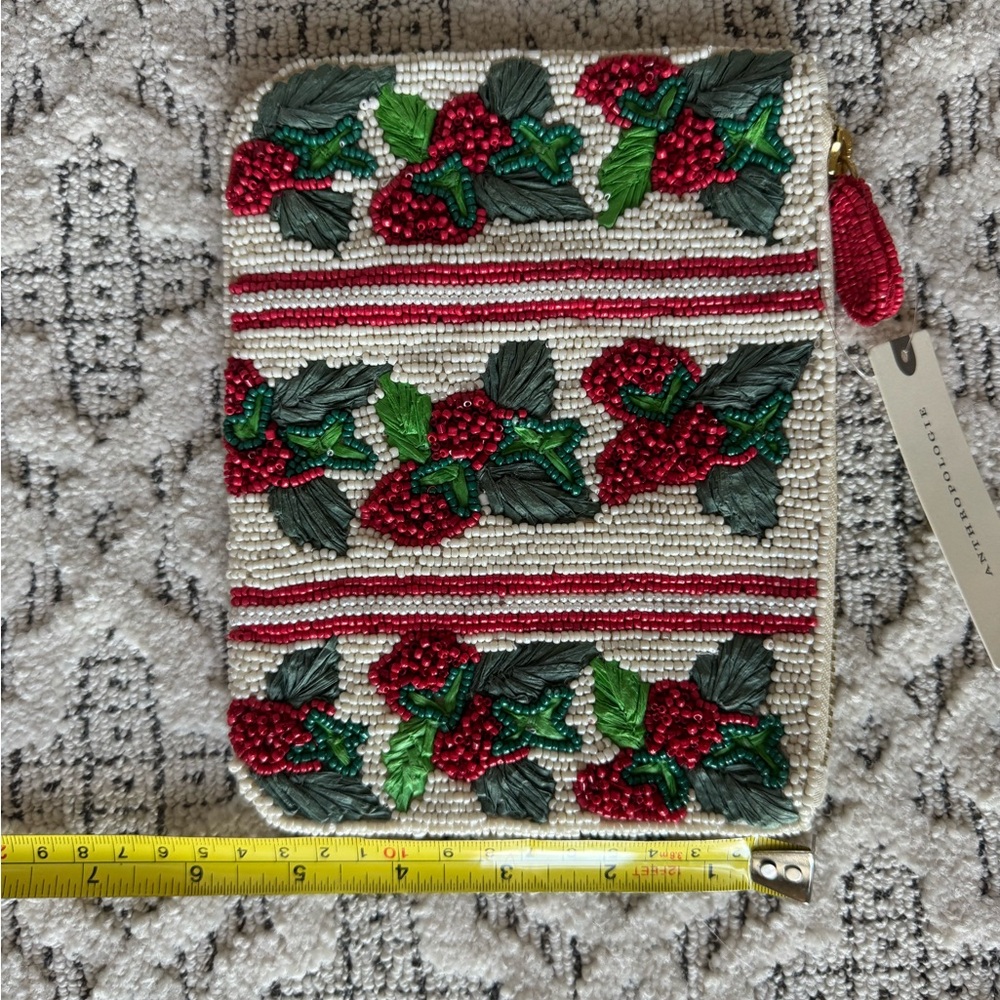 Anthropologie Beaded Pouch with Strawberries.  NWT - Picture 5 of 7
